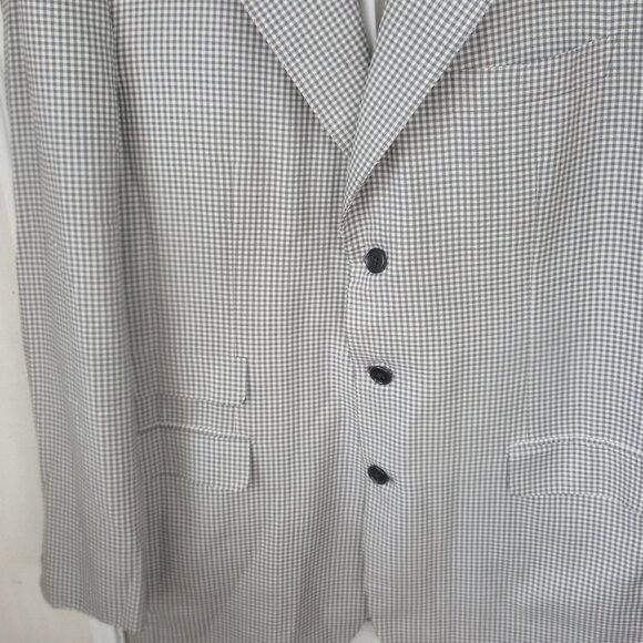 Brioni deLisi Black White Check Sport Coat Italy 44L Italy - Picture 2 of 15